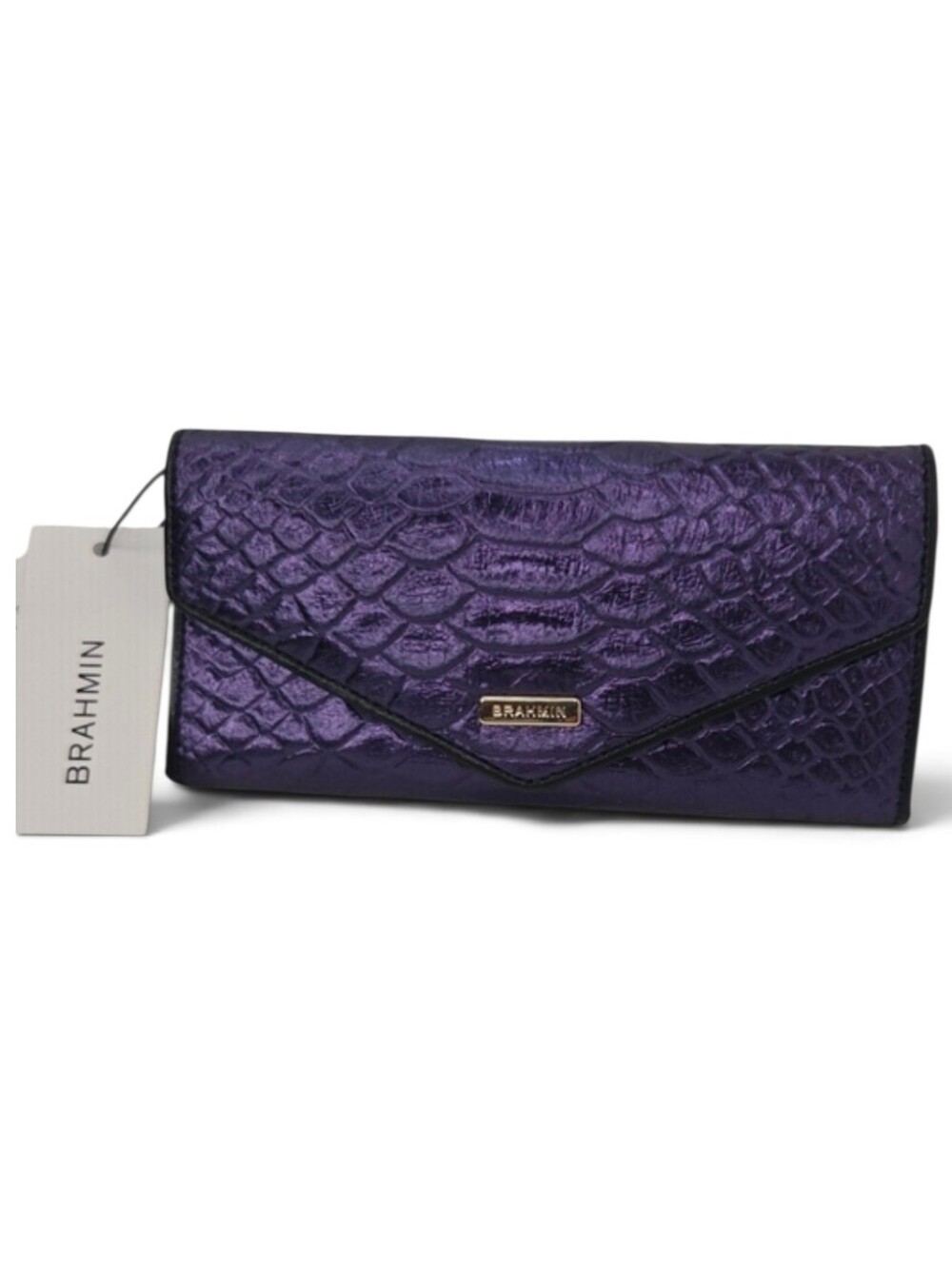 💜▪️Brahmin ▪️veronica Ultraviolet Altair Croc-Embossed Envelope Wallet
